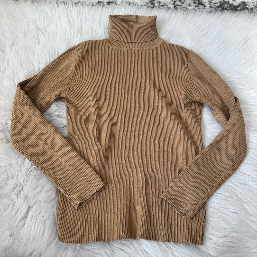 Ralph Lauren Cozy Tan Cowl Neck Sweater